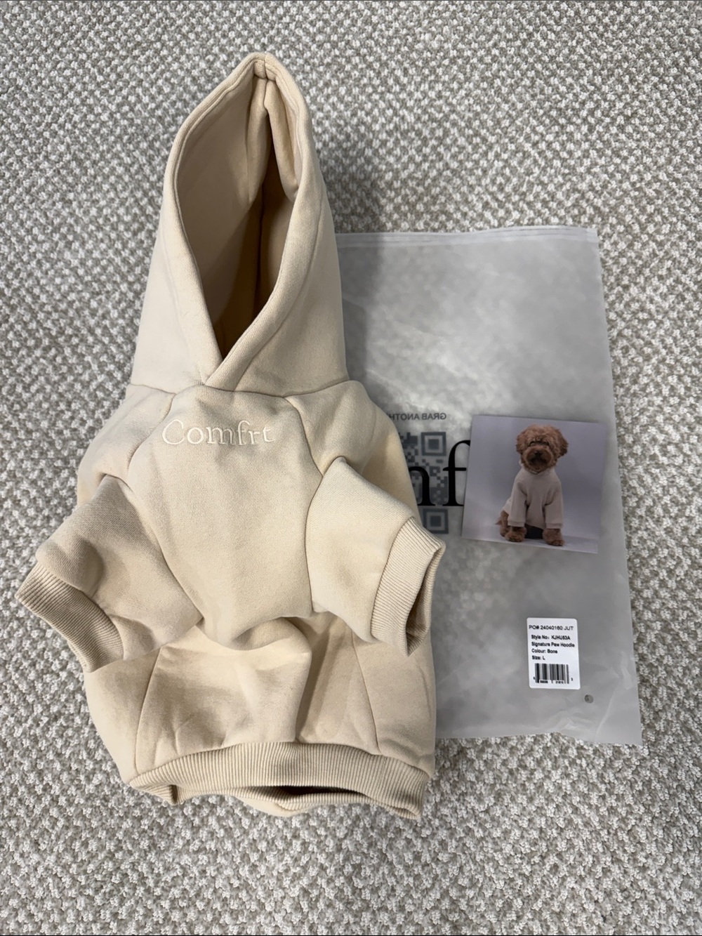 Comfrt Cream Dog Hoodie — Soft Pullover Pet Sweatshirt
